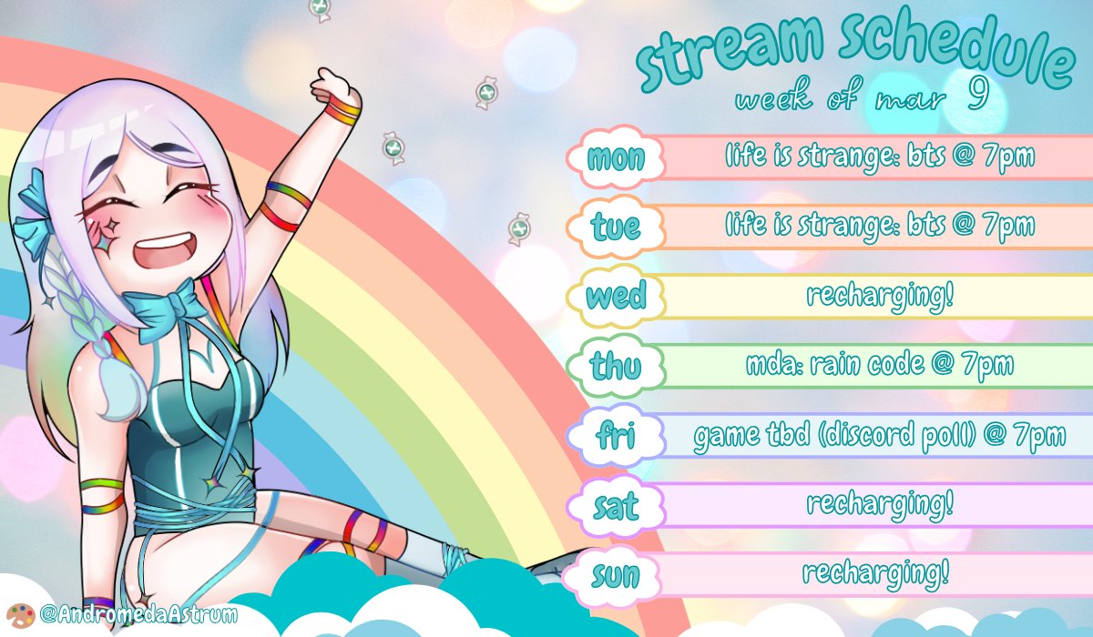 mintkirari's tweet photo. ✨Weekly Schedule✨ 

Here's this week's schedule!! Check out my discord to help decide what we play this Friday~!

7pm EST / 6pm CST / 4pm PST https://t.co/iVTM2GC1Ai