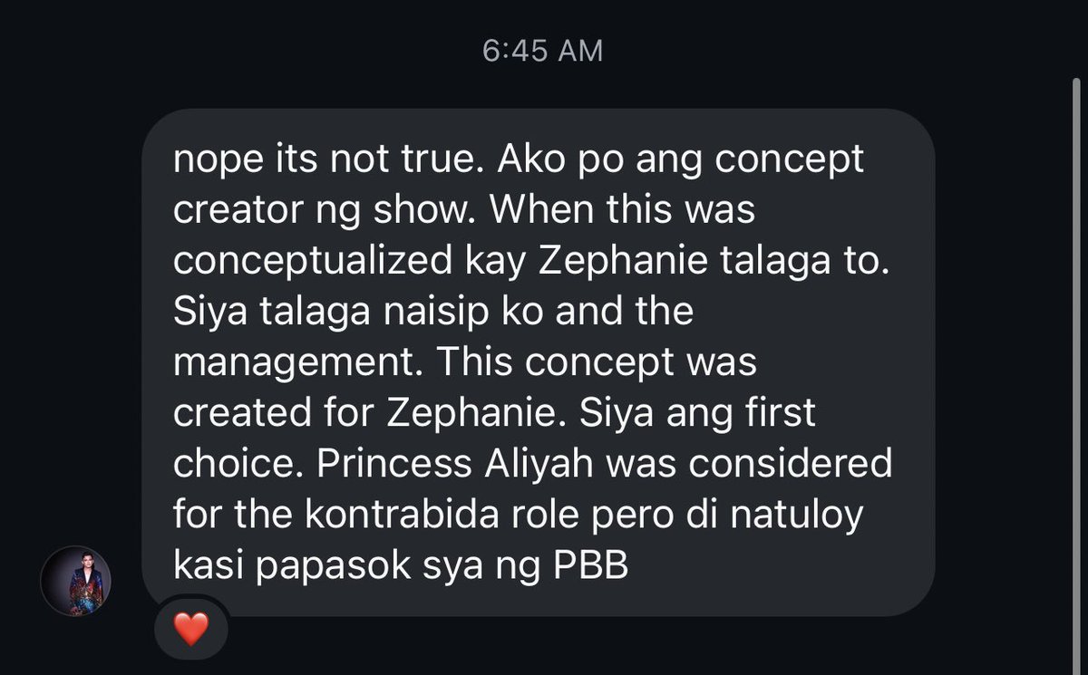 healteazee's tweet photo. For those who are spreading rumors and some even using it to throw shades towards zeph, here’s the answer from the head writer of #BornToShine ☺️ It was made for her, she is the first choice :) #Zephanie https://t.co/1jHK62ZvOI