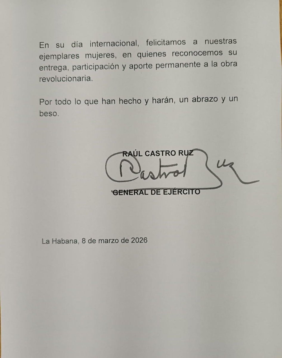 Bello mensaje de nuestro General de Ejército a las mujeres cubanas, siempre presentes y valoradas por su aporte y sus valores en Cuba.