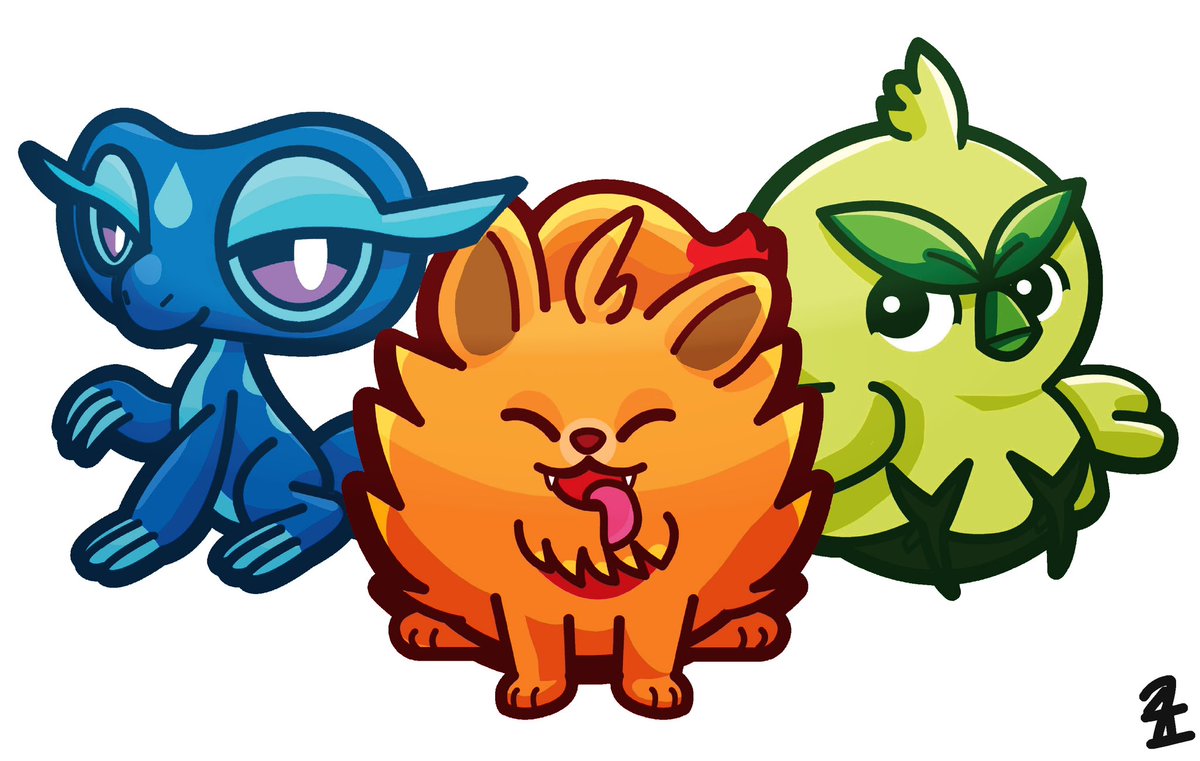 New Art! The starters for Pokemon Winds and Waves #Pokemon #PokemonWindsWaves