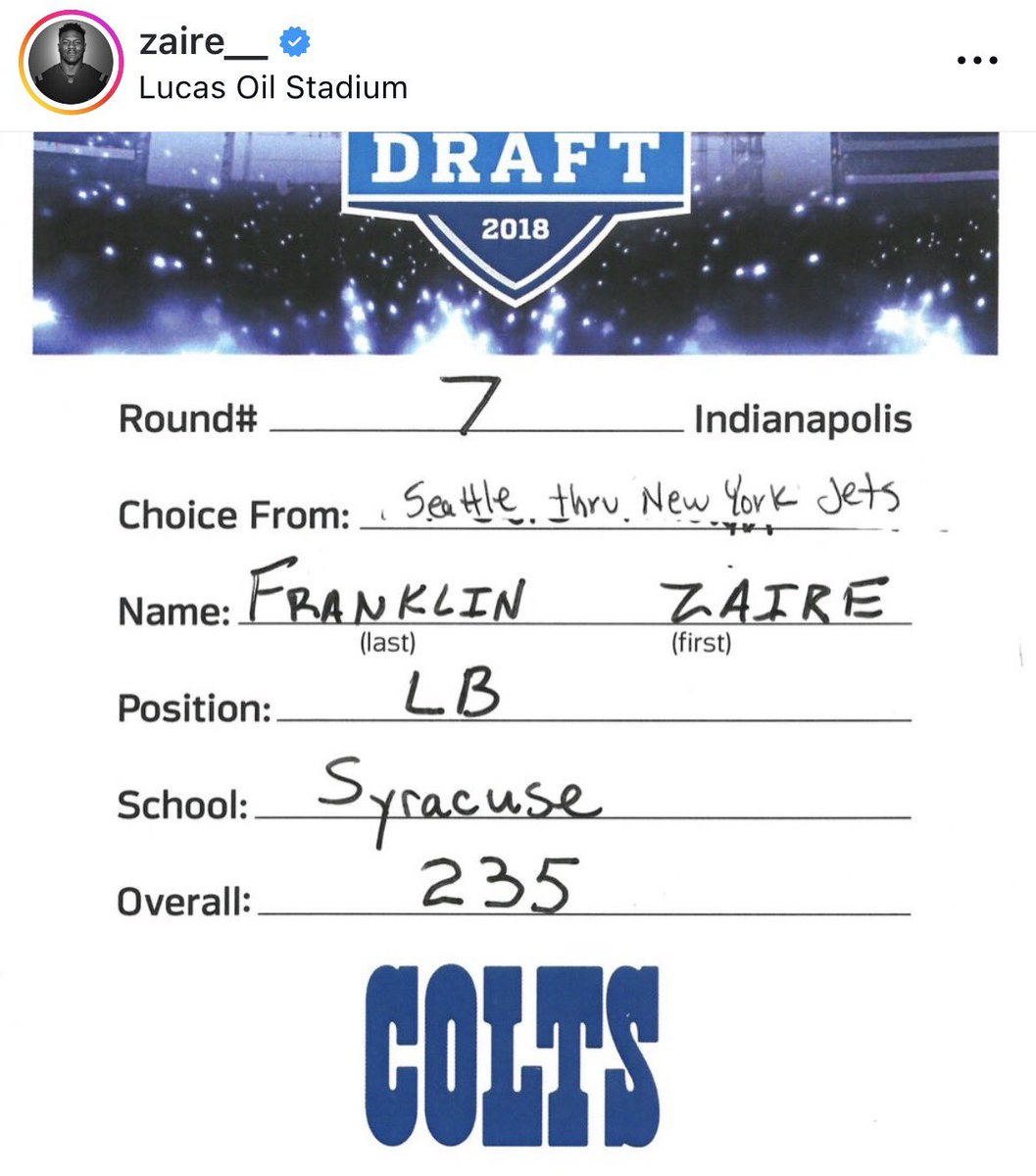 RomeovilleKid's tweet photo. Zaire Franklin shares another heartfelt message via IG after being traded from the #Colts to the #Packers.

“From 7th rounder.. to Special Teamer.. to Record Breaker(3x).. to All-Pro”

“Real life tears in my eyes thinking about how special of a place Indy is …” https://t.co/qrt72e9ZM5