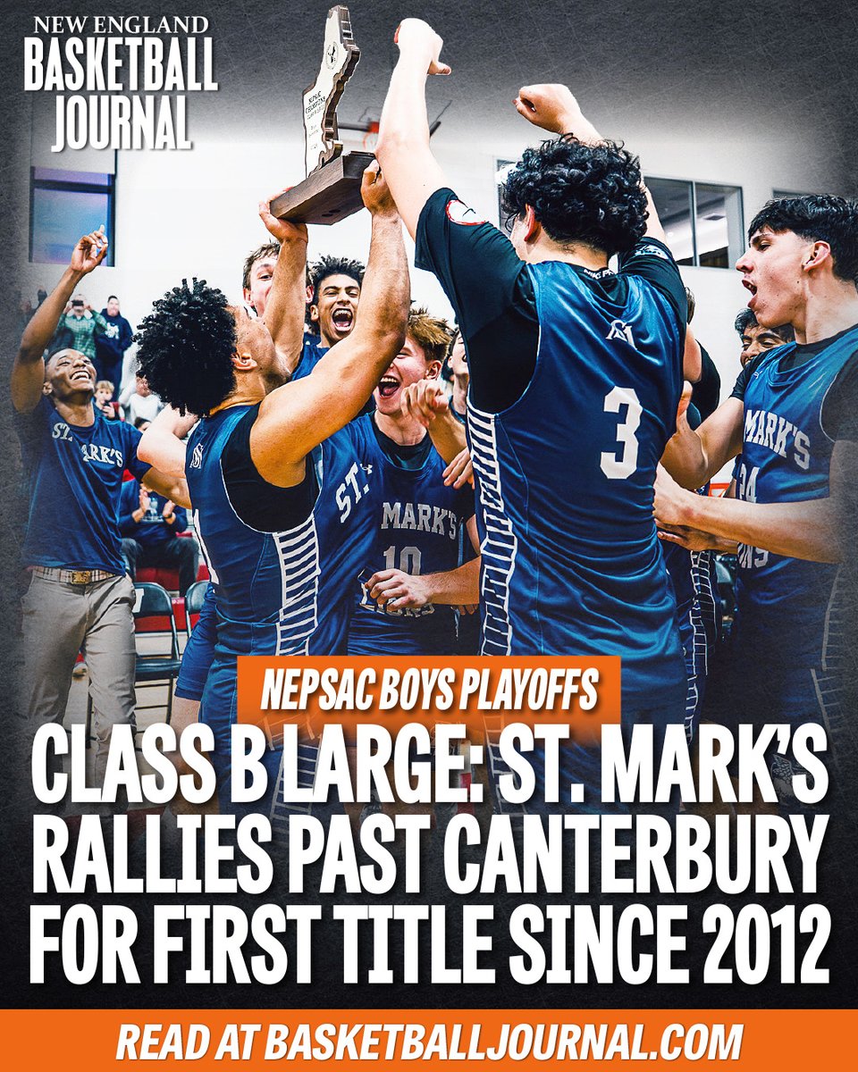 nehoopjournal's tweet photo. St. Mark's is back on top of NEPSAC.

The Lions rallied from a second-half deficit to capture the Class B Large championship over Canterbury, 70-58.

It's the program's seventh New England championship and first since 2012.

Story from @m_doherty23: https://t.co/TFuKBwUMq3 https://t.co/aV8OLc082s