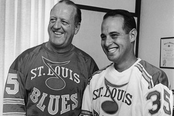 mikecommito's tweet image. On this day in 1966, the NHL officially granted a franchise to St. Louis. Here's owner Sid Salomon and Lynn Patrick later that summer #Hockey365 #StlBlues