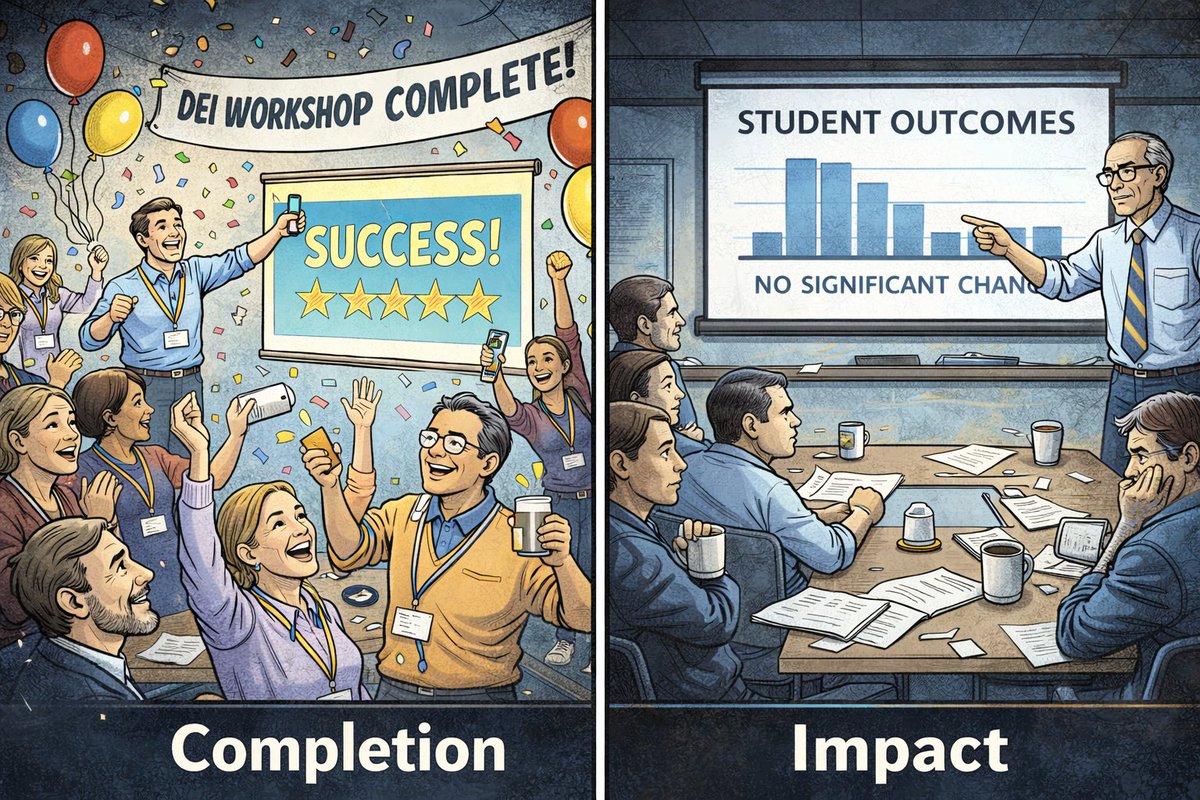 TimeForChoiceAB's tweet photo. DEI training in schools needs measurable results. Some studies suggest it can even increase "hostile attribution bias." If these programs reshape culture, they must prove they actually help students, not just make adults feel virtuous.

https://t.co/gbU6UmGIgj

#AbEd #abpolitics https://t.co/ylc79FFgPi