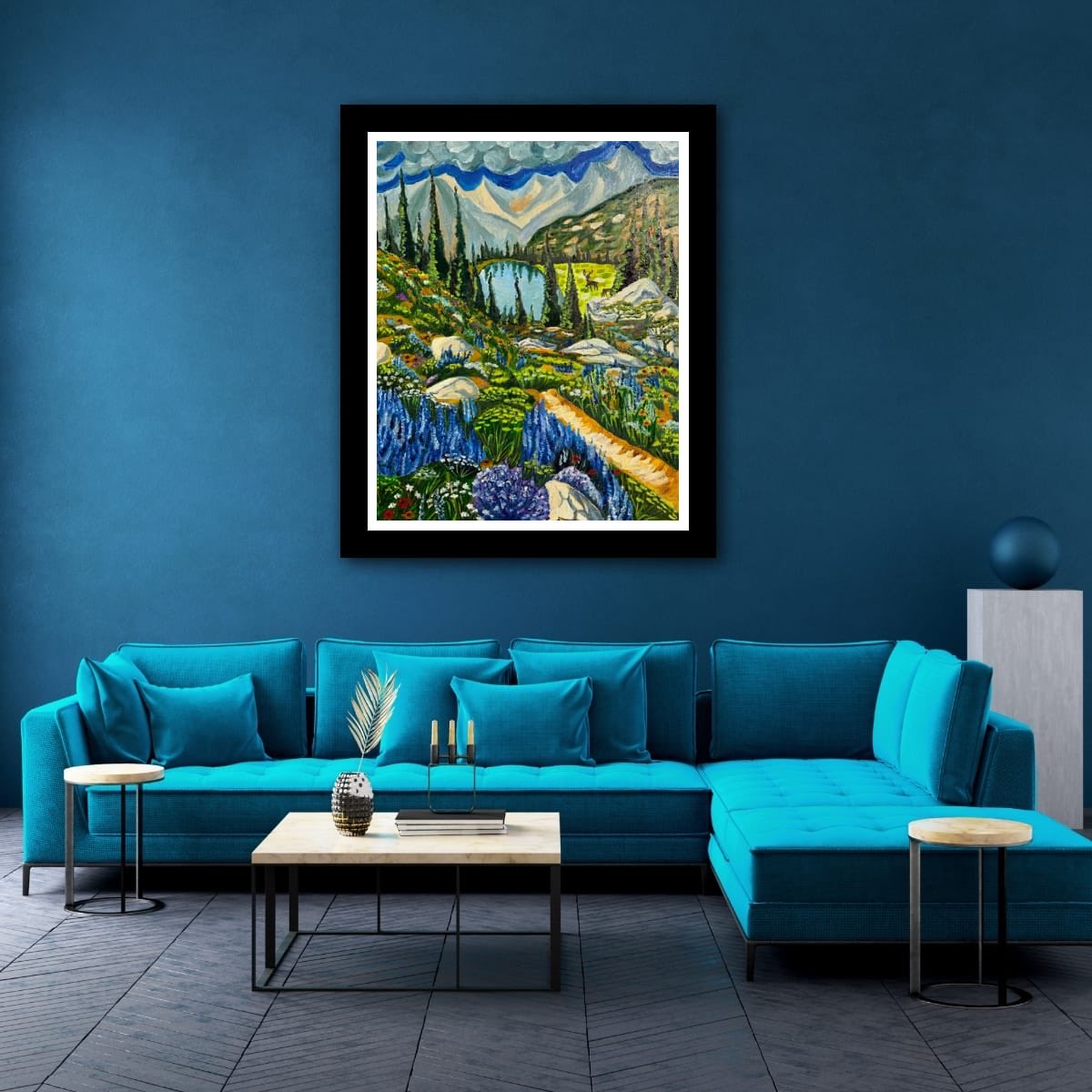 An_Pogor's tweet photo. I painted "Mountain Meadow Pathway" to depict a winding trail through a riot of alpine wildflowers that leads to a quiet lake framed by tall evergreens and distant peaks.
This piece would sit nicely in a room that needs a window to the outdoors. https://t.co/eKqq7k4esu