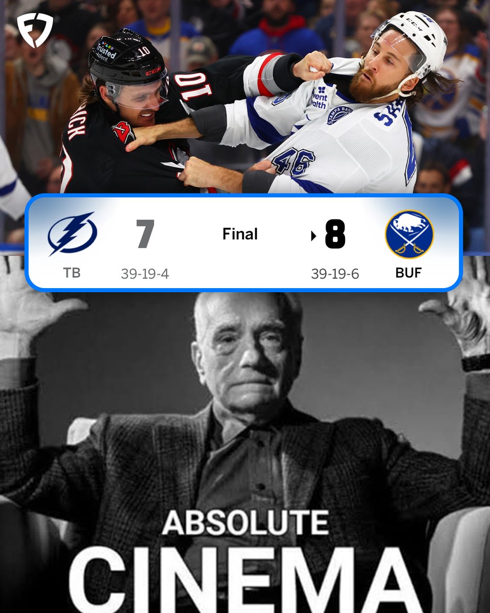 FDSportsbook's tweet photo. GAME. OF. THE. YEAR 🙌

Lightning - Sabres did not disappoint 💯

#NHL | #Sabrehood https://t.co/1Q8g6b0OXB