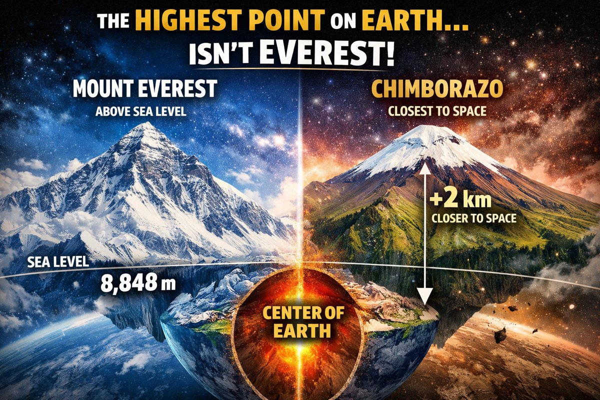syahrinsenju's tweet photo. 🌍 The Highest Point on Earth Isn’t Everest (Scientists Know This)

https://t.co/pKlApHGO1f
Thread 🧵👇 https://t.co/Au1pMfVwcS