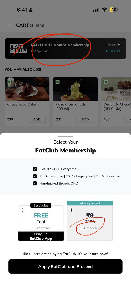 SnapeedS's tweet photo. @eatclubsupport the 24 month offer shows as 12 month membership, what is wrong with this? What membership period is actually valid? https://t.co/OS9l7QCYiy