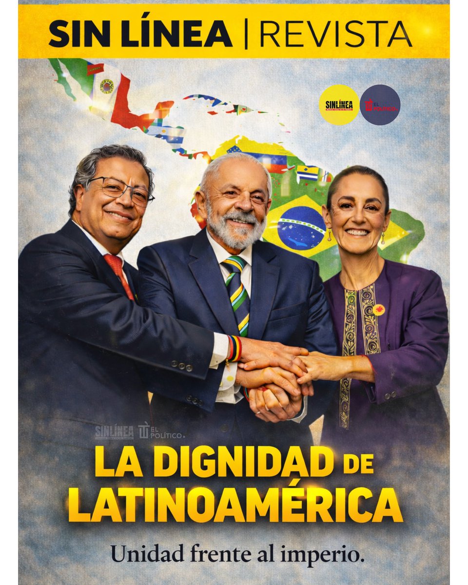 SinLinea_Mx's tweet photo. ‼️La historia de América Latina ha sido una lucha constante por su dignidad.

Hoy el mensaje vuelve a ser claro:
unidad frente al imperio.

#LatinoaméricaUnida #LatinoaméricaDigna https://t.co/0RXJJo3JzN