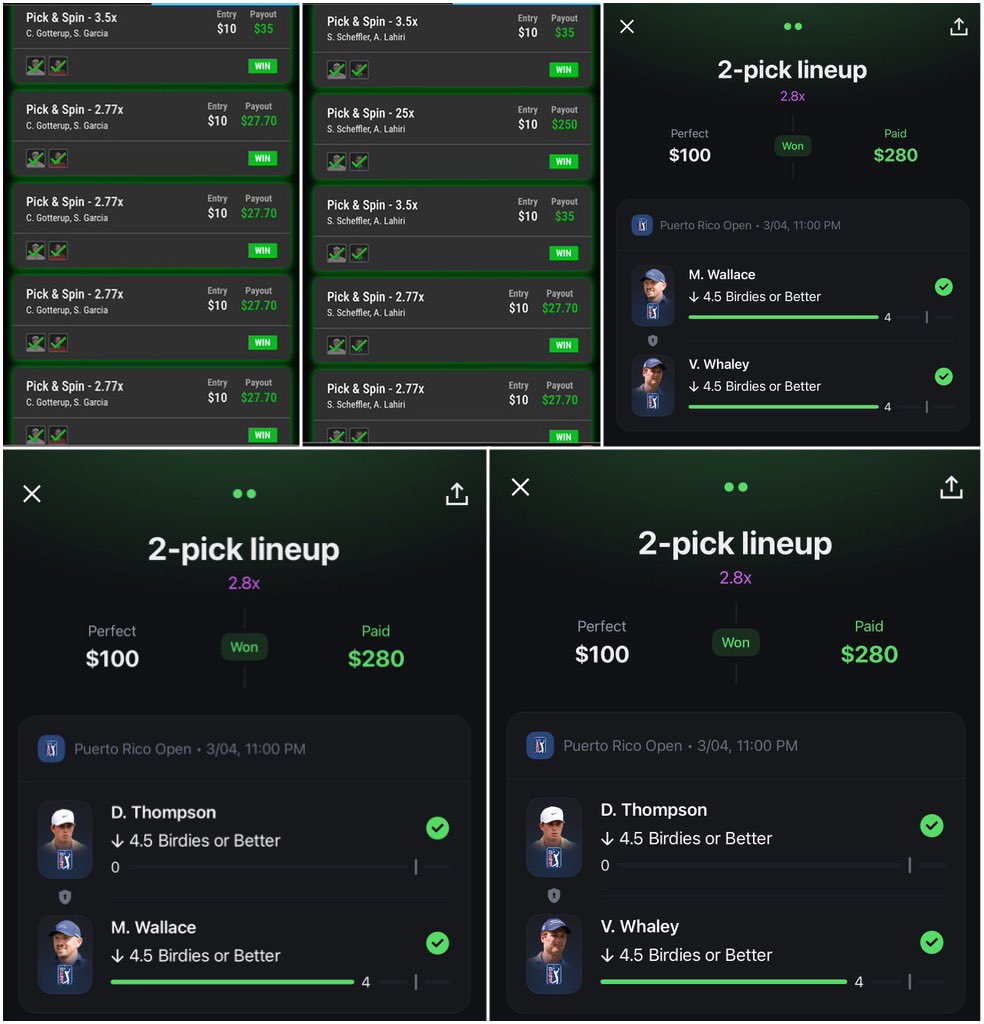 PicksProdigies's tweet photo. SO MUCH GREEN⛳️✅

Free month to two people who like/RT🤝

Had our first nearly 20u week of the year coming in at +18.9u for the week‼️

Now we head over to TPC Sawgrass for THE PLAYERS😈

Round 1: +6.5u
Round 2: +6.8u
Round 3: +0.9u
Round 4: +4.7u

Profit all four rounds🔥 https://t.co/AOaFOestV5