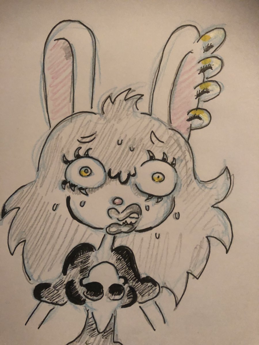 deviantart.com/krispinus/art/… #anthro #bunny #bunnygirl #originalcharacter #traditionalart #drawing #inked #colorpencil #colorpencils