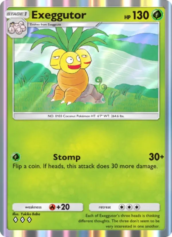 cardpendium's tweet photo. Card of the Day: Exeggutor 
Game: #Pokemon TCG Pocket      
Set: Genetic Apex    
Link: https://t.co/ydTWxR2jEy https://t.co/uLaPXbGwId
