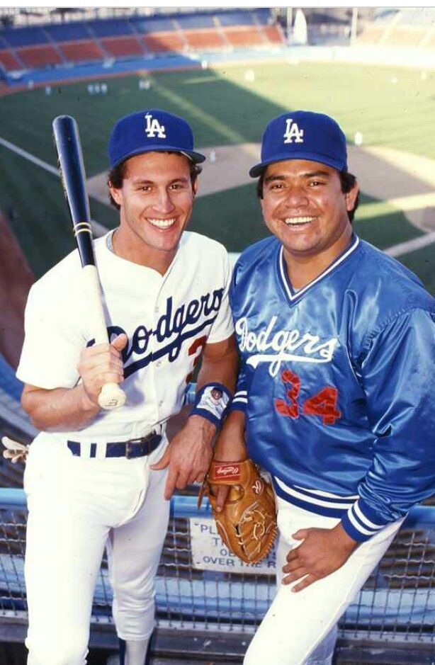 Steve Sax and Fernando Valenzuela at Dodger Stadium.