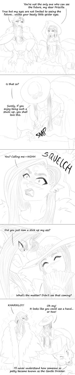 HeavenlessStar's tweet photo. In chapter 08 of Torin Youth, Khariklo says something about Priscilla the Wrath Maiden that sounds innocent enough but actually isn't. I wanted to show how low Khariklo will go if you get on her bad side. ^^
#Felarya #MonsterGirl https://t.co/FcSfc8ALup