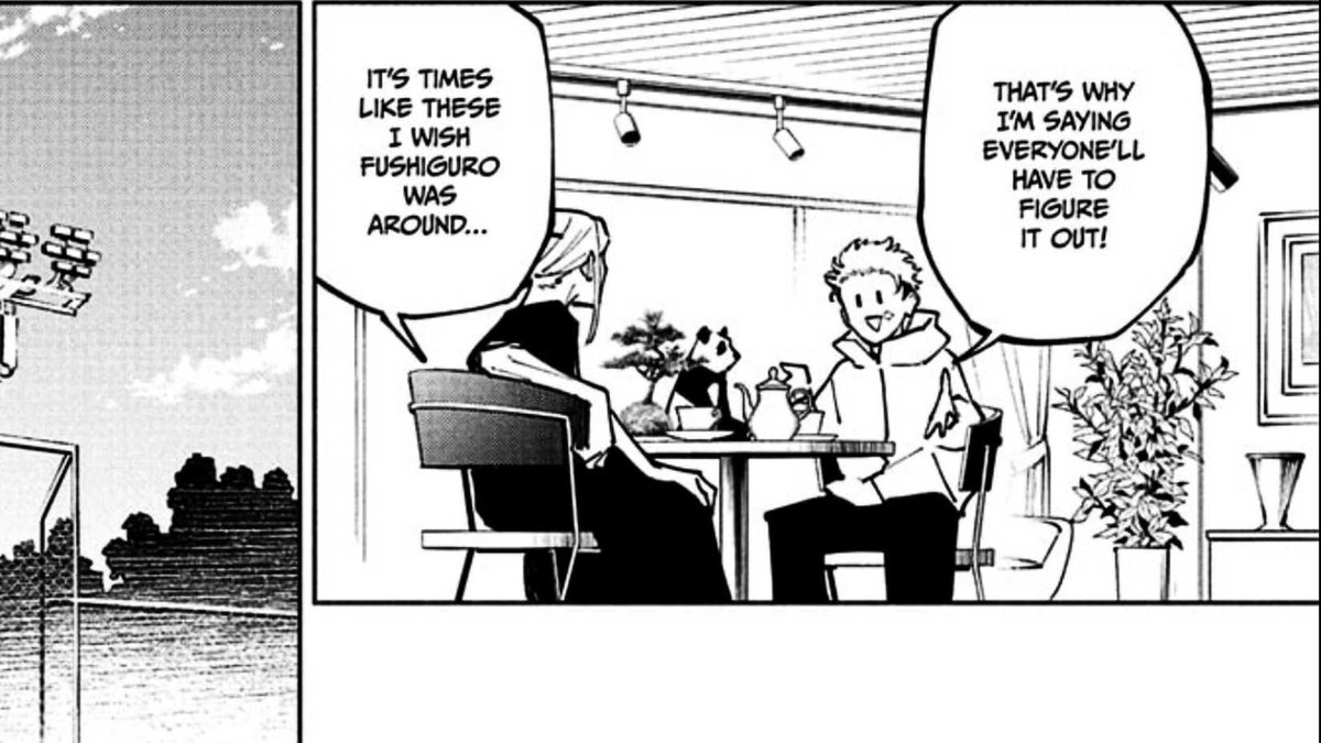 I actually expected Megumi to die young. especially after what Gojo-Sukuna-Yuuji did to his body in the Shinjuku arc, he acted normal and only felt spacey probably because he was in a terminal lucidity state. however, I wanted to know more about him not just vague steatments 💔