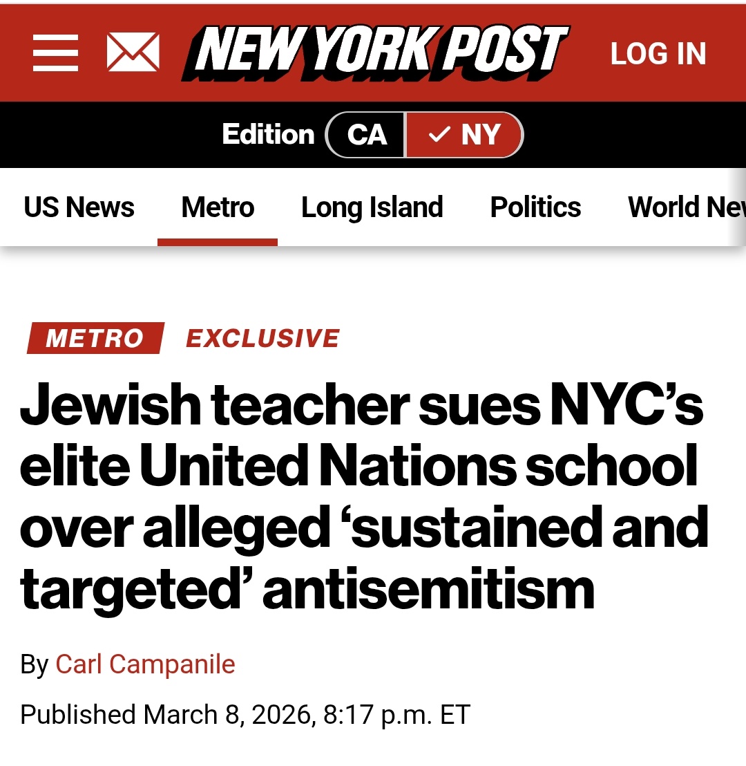 🚨 BREAKING:

A Jewish teacher is suing Manhattan’s elite United Nations International School after allegedly facing years of antisemitic harassment from fellow teacher Nehad Soliman, while administrators ignored her complaints.

Nadine Sebag, who taught French at the school for