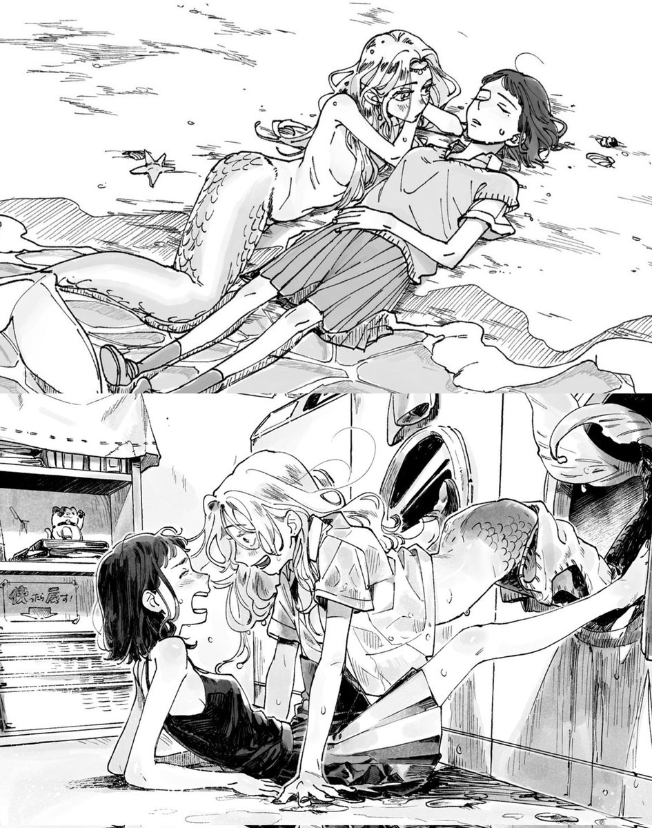 mermaid illustrations by sumiko arai the author of 'the guy she was interested in wasn't a guy at all' gl series
