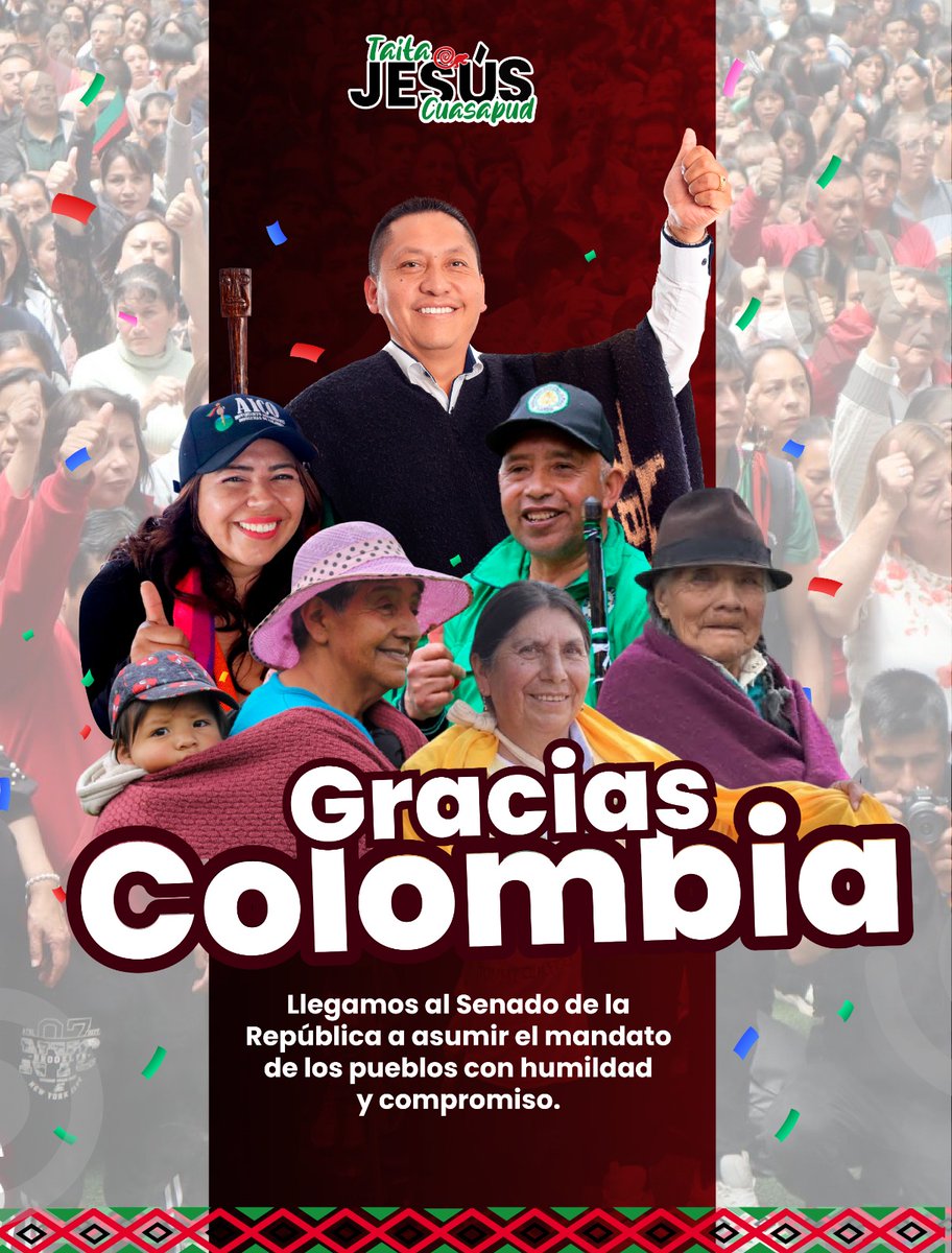 JesusCuasapud's tweet photo. ¡Gracias Colombia!

Los pueblos han hecho escuchar su voz. Asumimos este mandato con humildad y compromiso para trabajar por una Colombia más justa y unida. 🇨🇴 https://t.co/8R0veICz6P