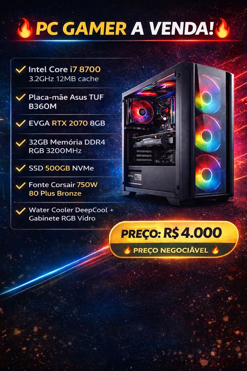Salve guys, pc a venda ai pra vocês, tem menos de 2 anos de uso, mais info só chamar no pv, se for de sp entrego em mãos vlws!(Não é o meu pc, to vendendo pro meu irmão).