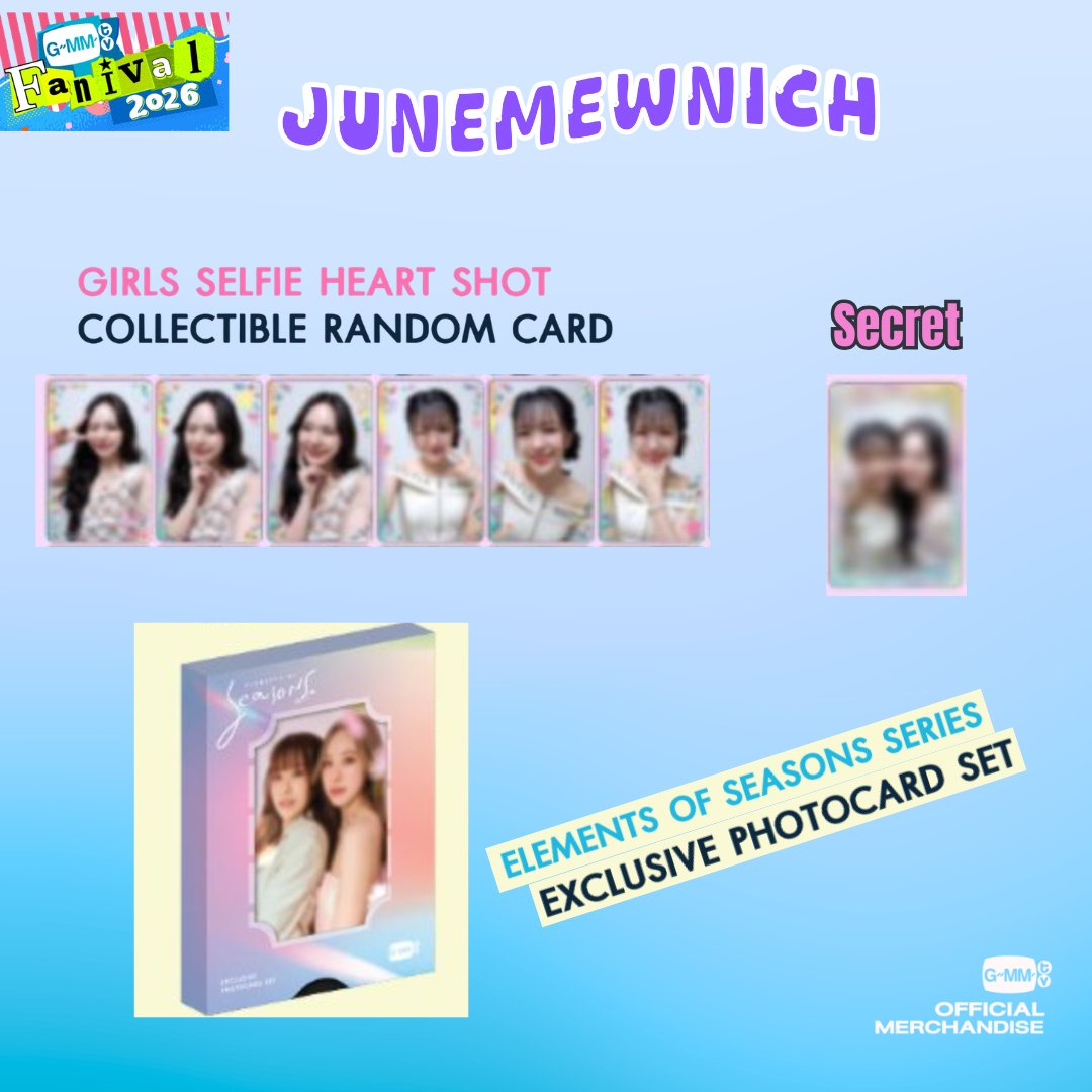 📢 VEM AÍ! 

Dos dias 26 de março a 6 de abril, vai acontecer a Fira da GMM, FANIVAL 2026 e nossas meninas vão ganhar novos merchs✨

Preparem o coração (e o bolso) para: 
📸 GIRLS SELFIE HEART SHOT - Collectible Random Card (No total 06 cards normais e 1 Secret)

🍂 ELEMENTS OF