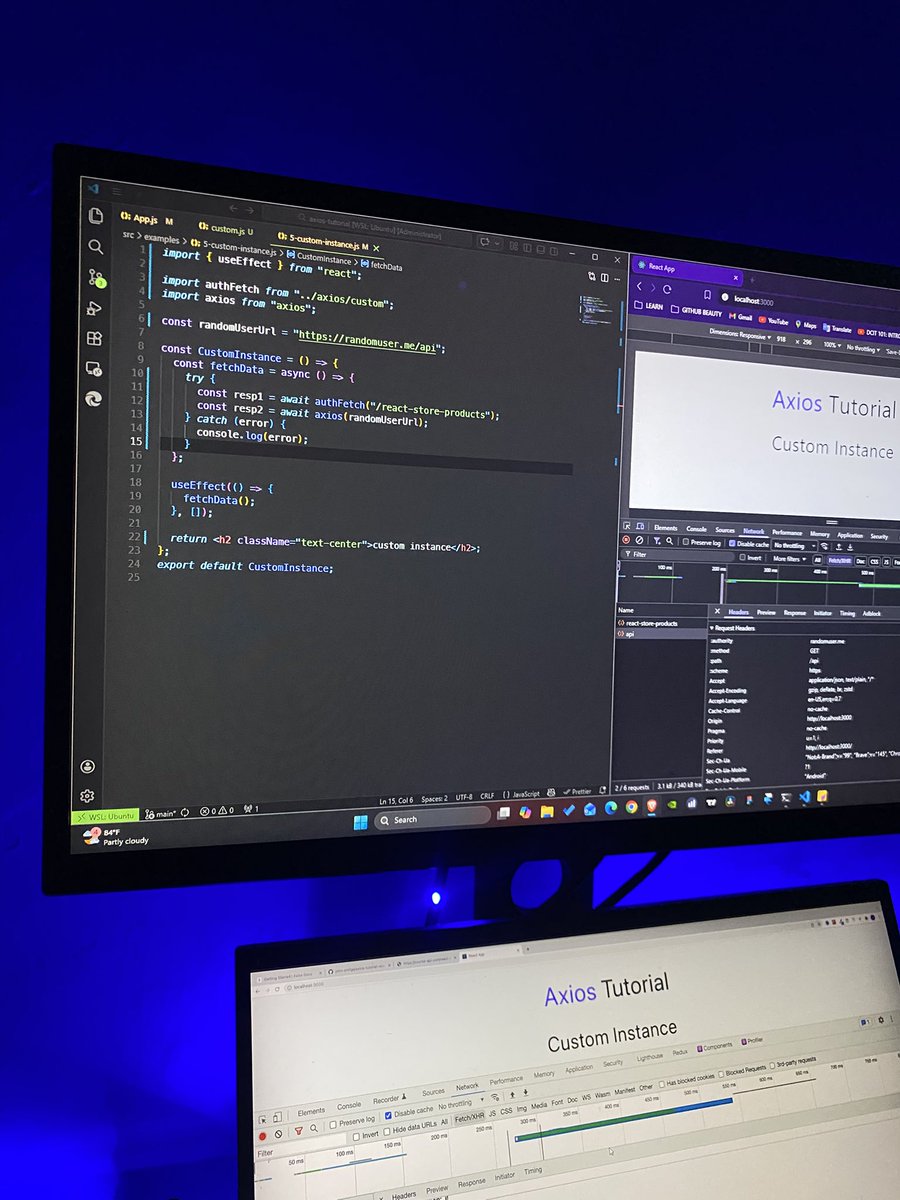 KayKongo's tweet image. Just learnt about creating custom instances with #React #axios 

It’s going to be useful if a lot of #api requests are going to need me to set up headers for each of them in my SaaS projects.