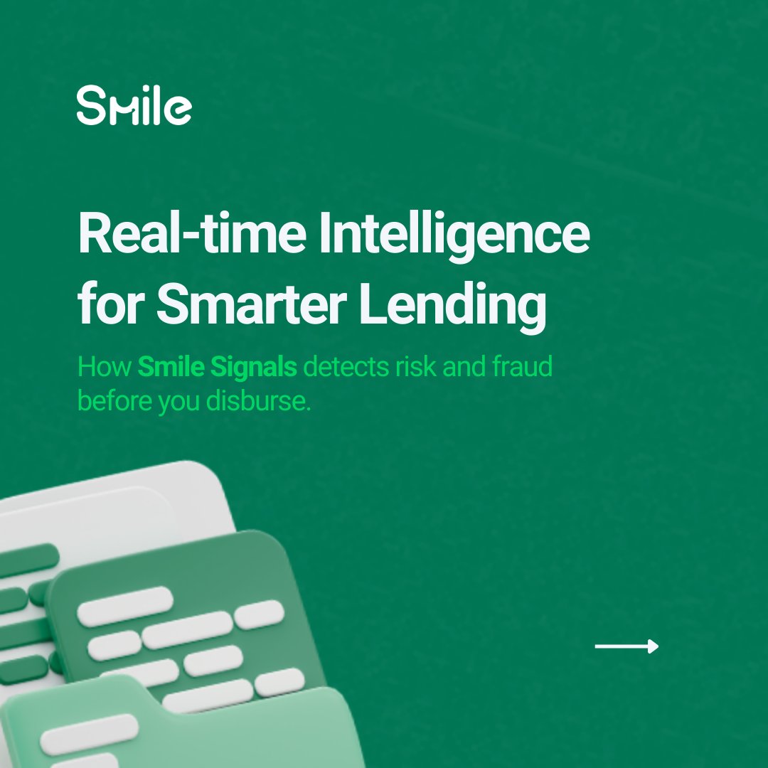 getsmileapi's tweet photo. Smile Signals provides real-time risk and fraud detection by analyzing digital footprints and social signals. It’s the layer of intelligence your lending engine needs to separate high-quality applicants from high-risk threats instantly.

Learn more: https://t.co/VuhnB2615r 🔗 https://t.co/W1M5F0Yu86