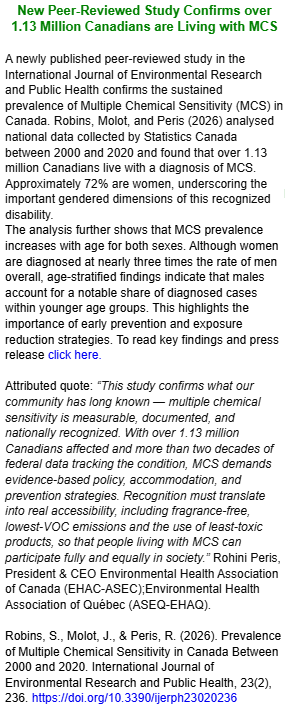 TomKindlon's tweet image. New Peer-Reviewed Study Confirms over 1.13 Million Canadians are Living with MCS

mdpi.com/1660-4601/23/2…

Screenshot from MCS-Aware March 2026 Newsletter

#MultipleChemicalSensitivity #MCS