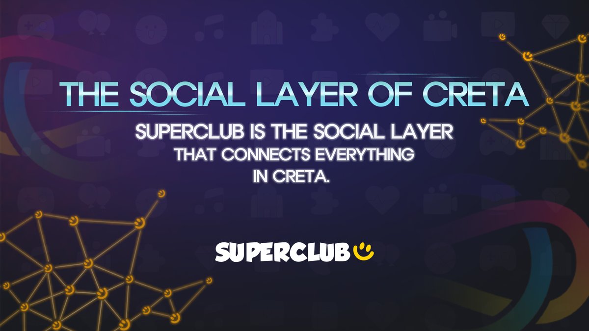 CRETA_WORLD's tweet photo. "Creta: Life Beyond Reality"

The Social Layer of Creta

Games create excitement 🎮
Communities create longevity👥

SuperClub is the social layer that connects everything in Creta.

#Creta #SuperClub #SNS #SocialMedia #Community