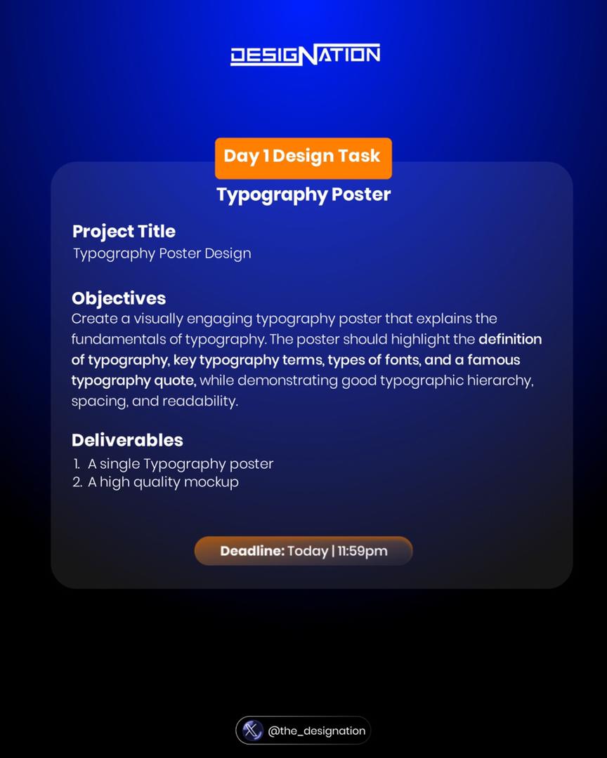 The_DesigNation's tweet image. Happy New Week, Creatives! 🧡💙

Frame 1 - Graphics Designers 
Frame 2 - UI/UX Designers 

Let's see your typography game!
Quote this post with your designs 🔥