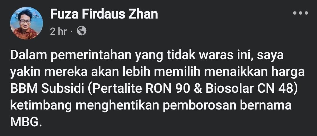 Tulisan saya 2 hari lalu: