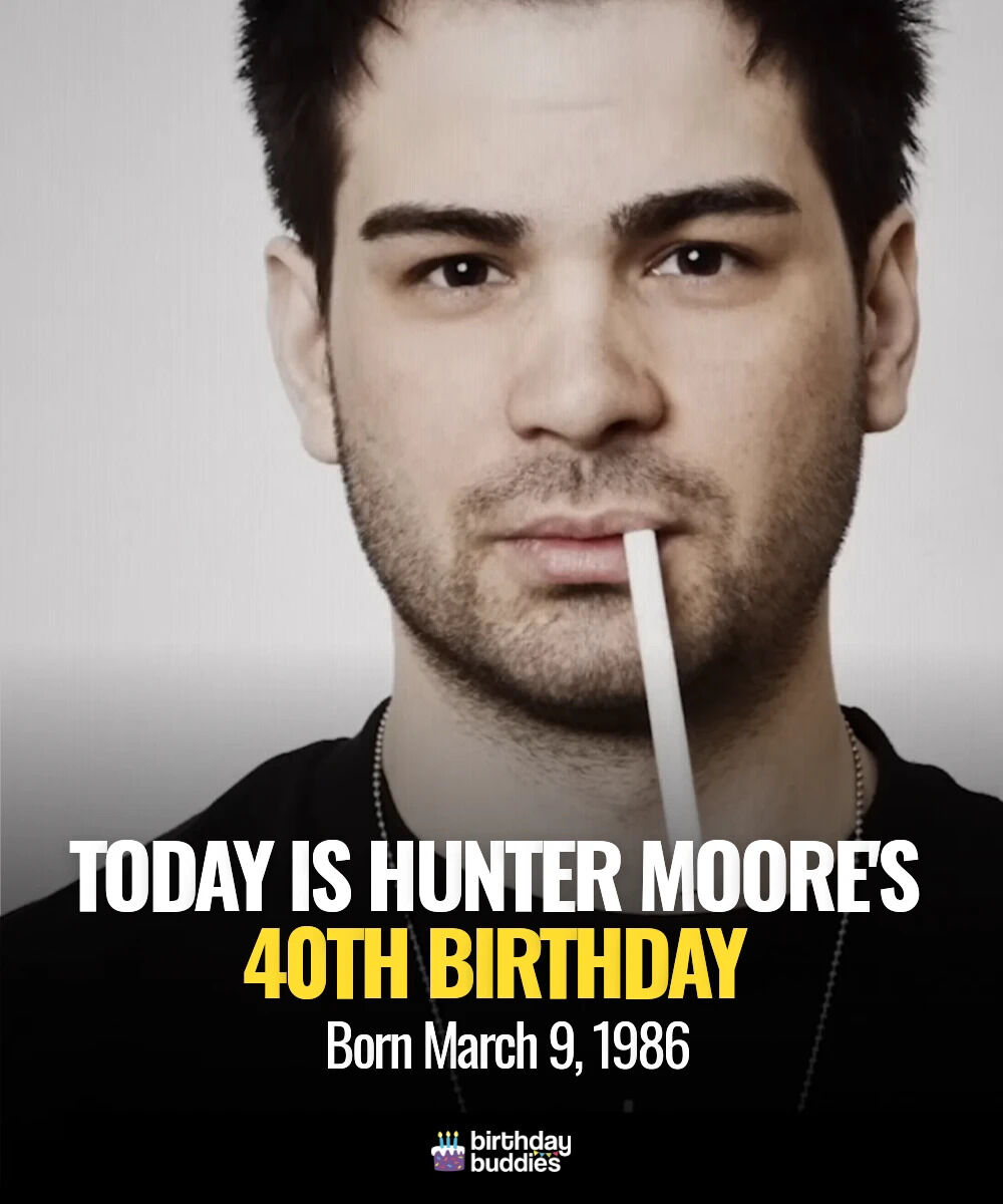 BirthdayBuds's tweet image. Hunter Moore hits the big 4-0 today! From daring internet ventures to making his mark in digital history, here’s to 40 years of bold moves and unforgettable stories. 🎉🥂 #HappyBirthday #Level40