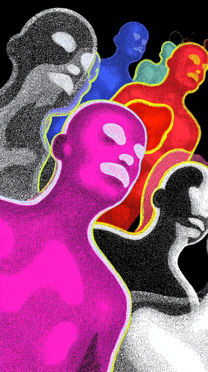 Leonard18_X's tweet image. Echoes of fractured souls melting in neon heat 🌈🔥 #PsychedelicVibes #DigitalSouls #GlitchArt #ChromaticChaos #SurrealEnergy