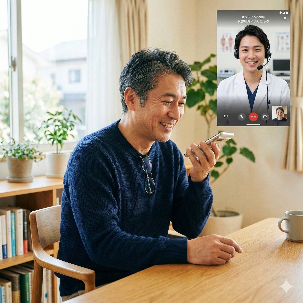 当院ではオンライン診療に対応しました📱
スマートフォンを使って、ご自宅などから診療を受けることができます。病院でお待ちいただく必要がなく、通院の負担を減らせる便利な診療方法です。

対象となるのは、当院に通院中で症状が安定している方です。