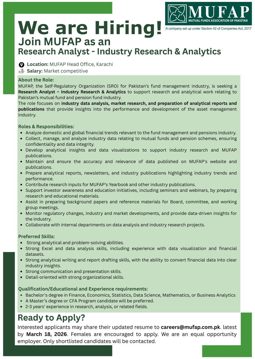 Mutual Funds Association of Pakistan (MUFAP) tweet media