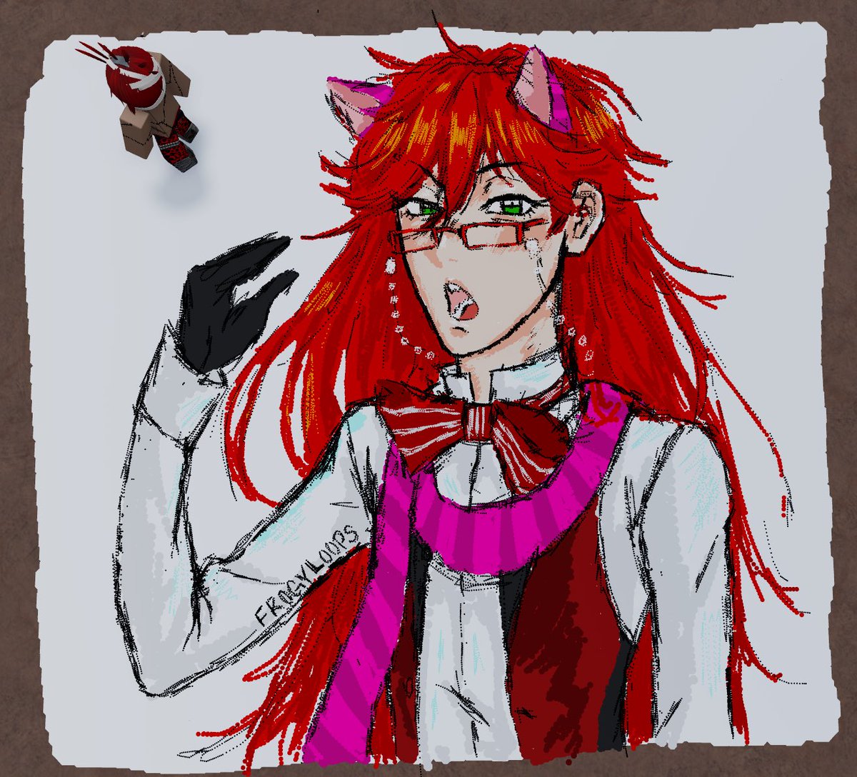 FROGYLOOPS's tweet photo. Grell as the Cheshire Cat #BlackButler https://t.co/xp5qxpYq4D