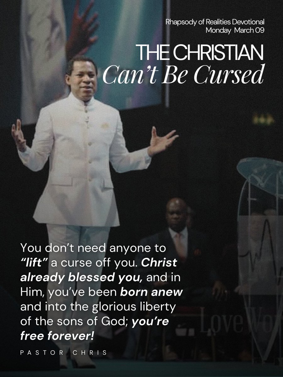 You don’t need anyone to “lift” a curse off you. Christ already blessed you, and in Him, you’ve been born anew and into the glorious liberty of the sons of God; you’re free forever! - Pastor Chris

#OnlyBlessingsPrevail