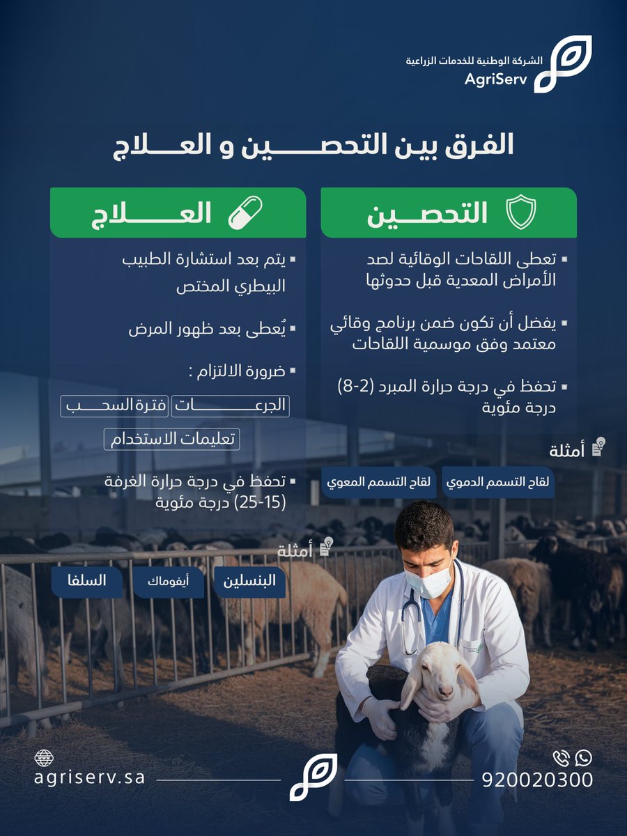 AgriServ_sa's tweet photo. تعرف الفرق بين التحصين والعلاج؟ 
.التحصين وقاية، والعلاج بعد الإصابة

بادر بتحصين حلالك الآن من خلال تطبيق #الخدمات_الزراعية 
https://t.co/0ymRwgoETX 

#اثنينية_بيطرية كل اثنين معلومة بيطرية تهمك https://t.co/GYfZJTFvuc
