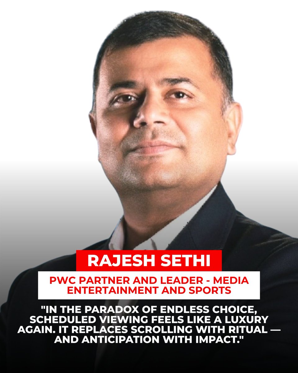 ITVNewz's tweet image. "The modern viewer is exhausted by the paradox of choice, making the structure of a scheduled broadcast feel like a luxury once again."

Rajesh Sethi, Partner &amp;amp; Leader, Media, Entertainment and Sports, PwC

Read Full Article:
indiantelevision.com/television/tel…

#viewers #broadcast #luxury