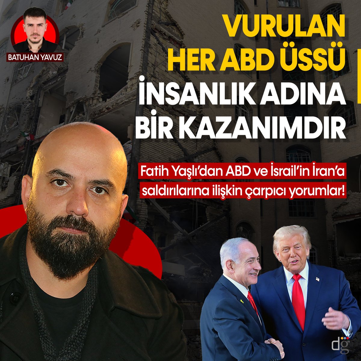 ♦️ Siyaset bilimci ve yazar Doç. Dr. Fatih Yaşlı (<a href="/fatih_yasli/">fatih yaşlı</a>), ABD ve İsrail'in İran'a yönelik saldırılarını değerlendirdi:

🗣️ "Trump iktidarı, ABD’nin son yıllarda yaşadığı ekonomik durgunluğu çözmek ve ülkeyi yeniden sanayileştirmek iddiasıyla işbaşına geldi, bunun için ise