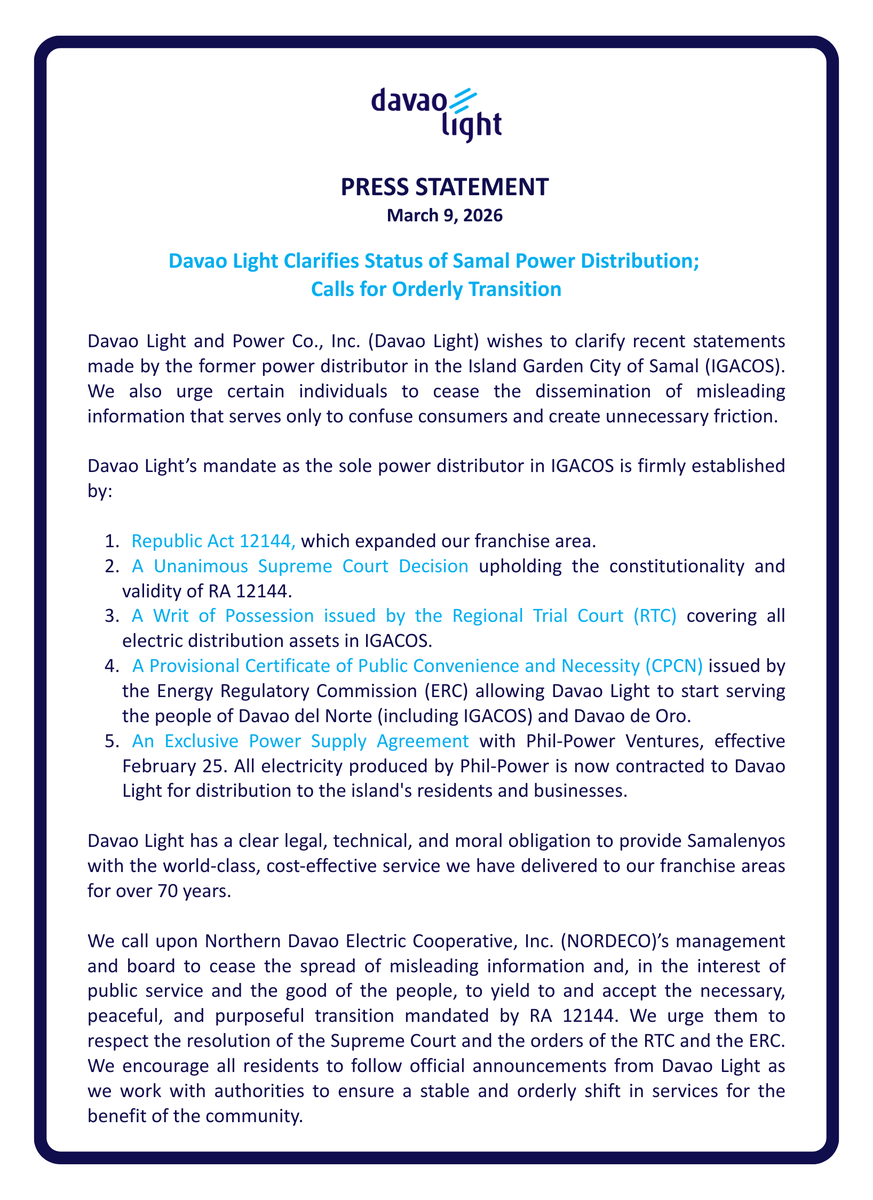 Davao Light tweet media