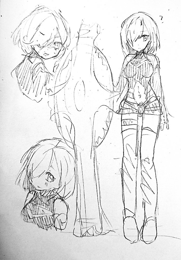 マシュ好きになってわりとすぐくらいのとき、その頃あまり描いてない系統のキャラだったからなのか結構必死で練習したあとがあってなかなかおもしろい 