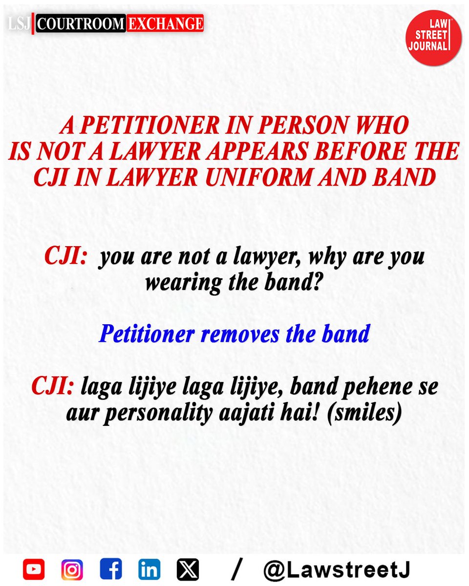 LawstreetJ's tweet image. Courtroom Exchange!

#SupremeCourt #LegalHumour #LawAndJustice #LegalFraternity #JusticeInIndia #CourtroomConversation #LegalCommunity #LawStudents