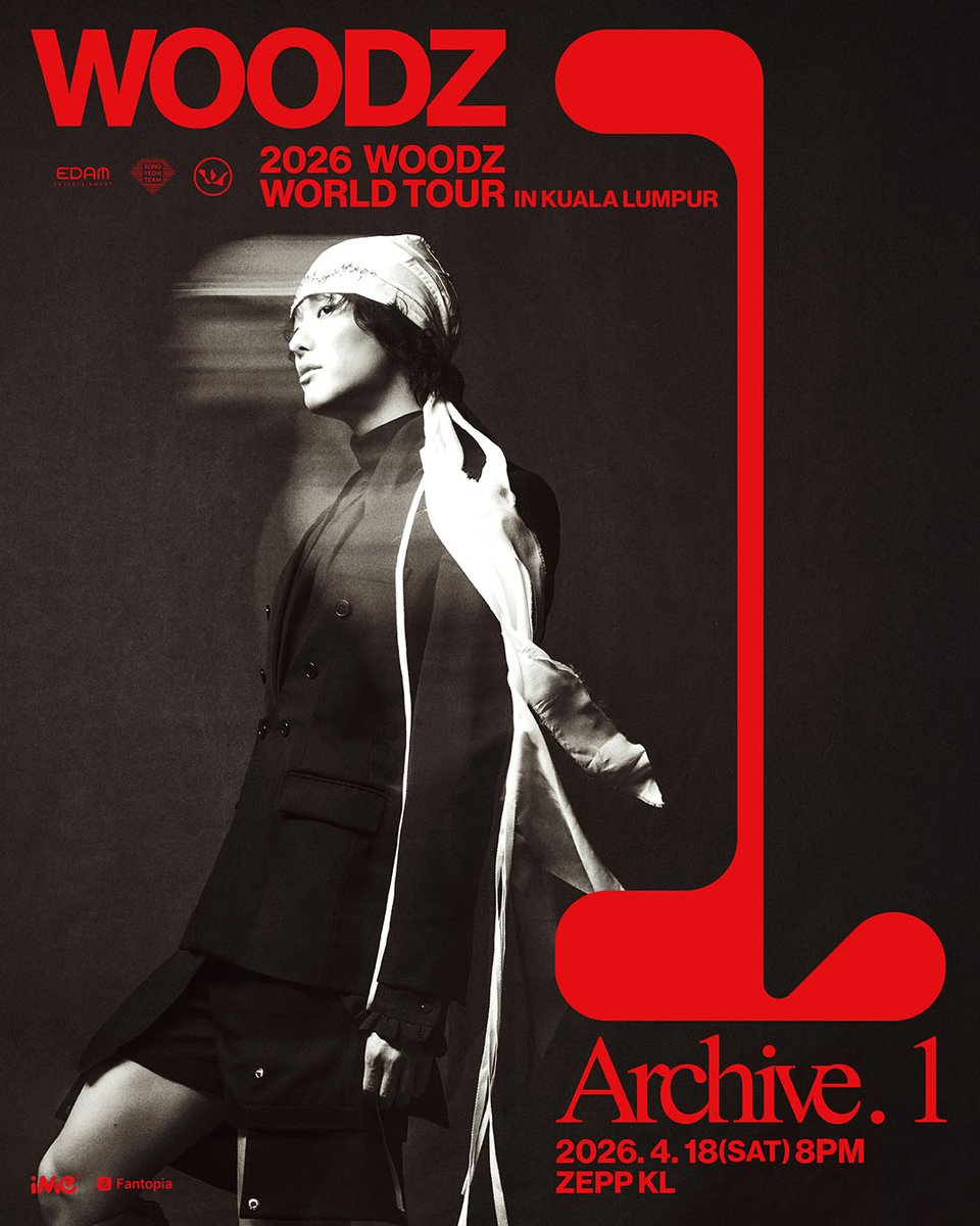 msiakpopfans's tweet image. [EVENT] 2026 WOODZ WORLD TOUR＇Archive. 1＇IN KUALA LUMPUR

📅: 18 April 2026 (Saturday)
🕗: 8PM
📍: ZEPP KL

Ticket Sale
📅: 13 March 2026 (Friday)
🕛: 12PM
🎟️: fantopia.io

#WOODZ #우즈 #Archive1 #Archive1_in_KualaLumpur #WOODZinKL #Archive1inKL