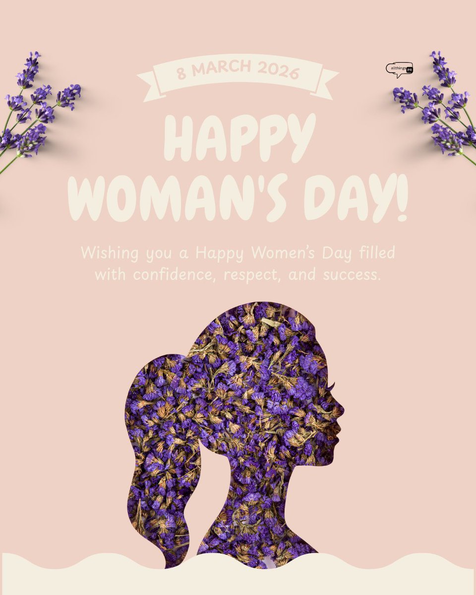 allthingsPR_'s tweet photo. Happy International Women’s Day! 💜 Today we celebrate the brilliance and resilience of women everywhere. Wishing you a day full of success and inspiration! 🥂✨

#IWD2026 #WomensDay #AllthingsPR #InternationalWomensDay #IranIsraelWar https://t.co/6w1JgY3jXX