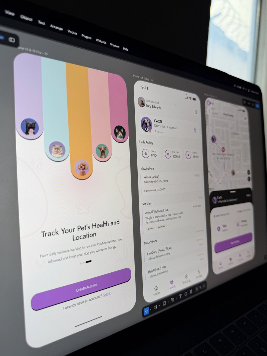 onlydzn_'s tweet photo. Pet health &amp; Location tracking app design 🐕

Real-time tracking , geofence alerts + activity &amp; health stats. 
#ProductDesign #UX https://t.co/7eBuaaOc99
