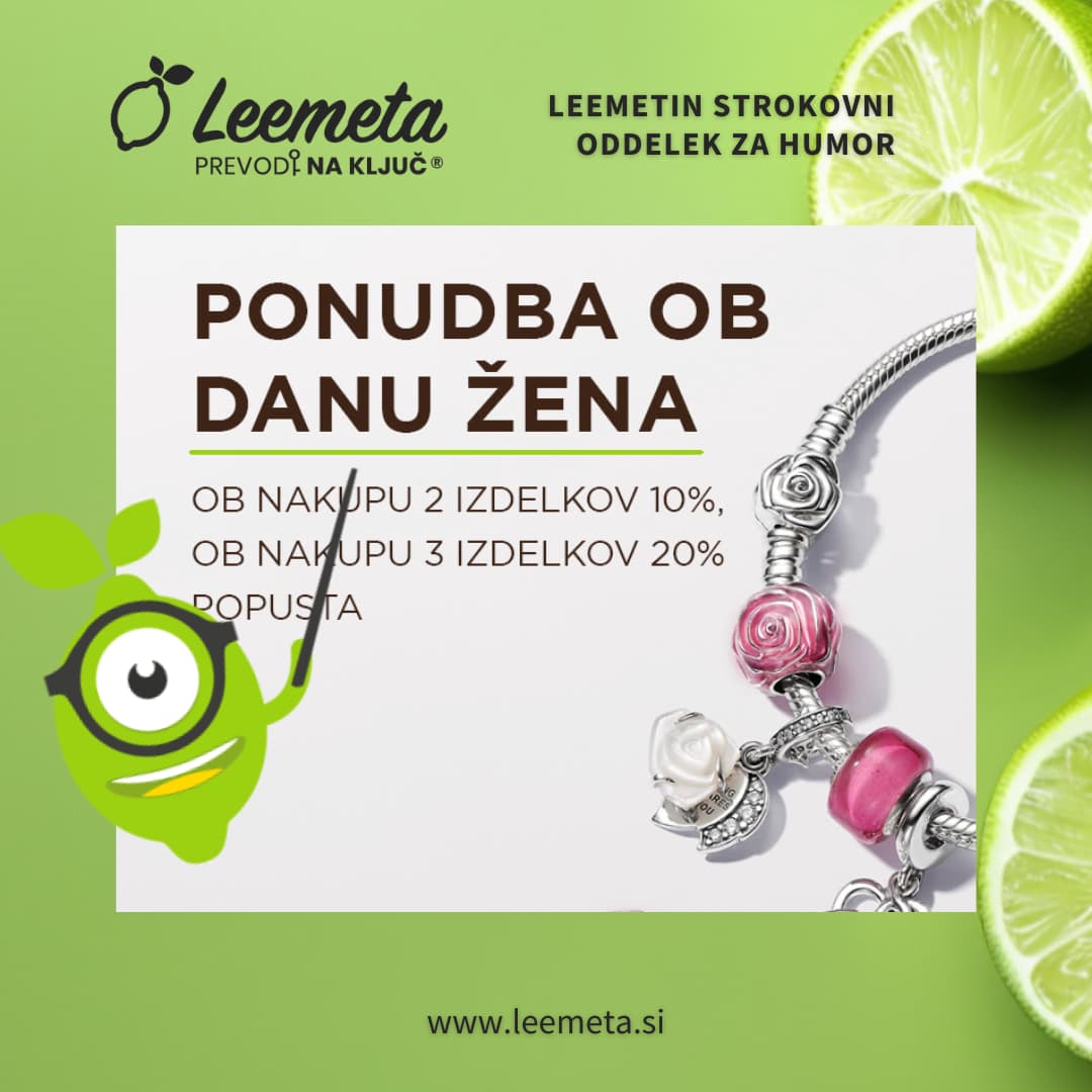 🌸 Ponudba ob danu žena 🌸
Ob dnevu žena trgovine pripravljajo posebne ponudbe. A včasih se zgodi, da se pri tem malo zaplete pri sklanjanju.

Ob včerajšnjem dnevu žena vsem ženskam želimo veliko lepih trenutkov, rožic in nasmehov. 💐

#danžena #leemeta #ponedeljkovhumor