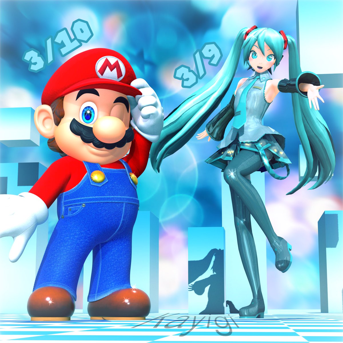 nerdkaykay's tweet photo. Happy Miku Day! (And early mario day too lol) https://t.co/gzUFONSmsJ
