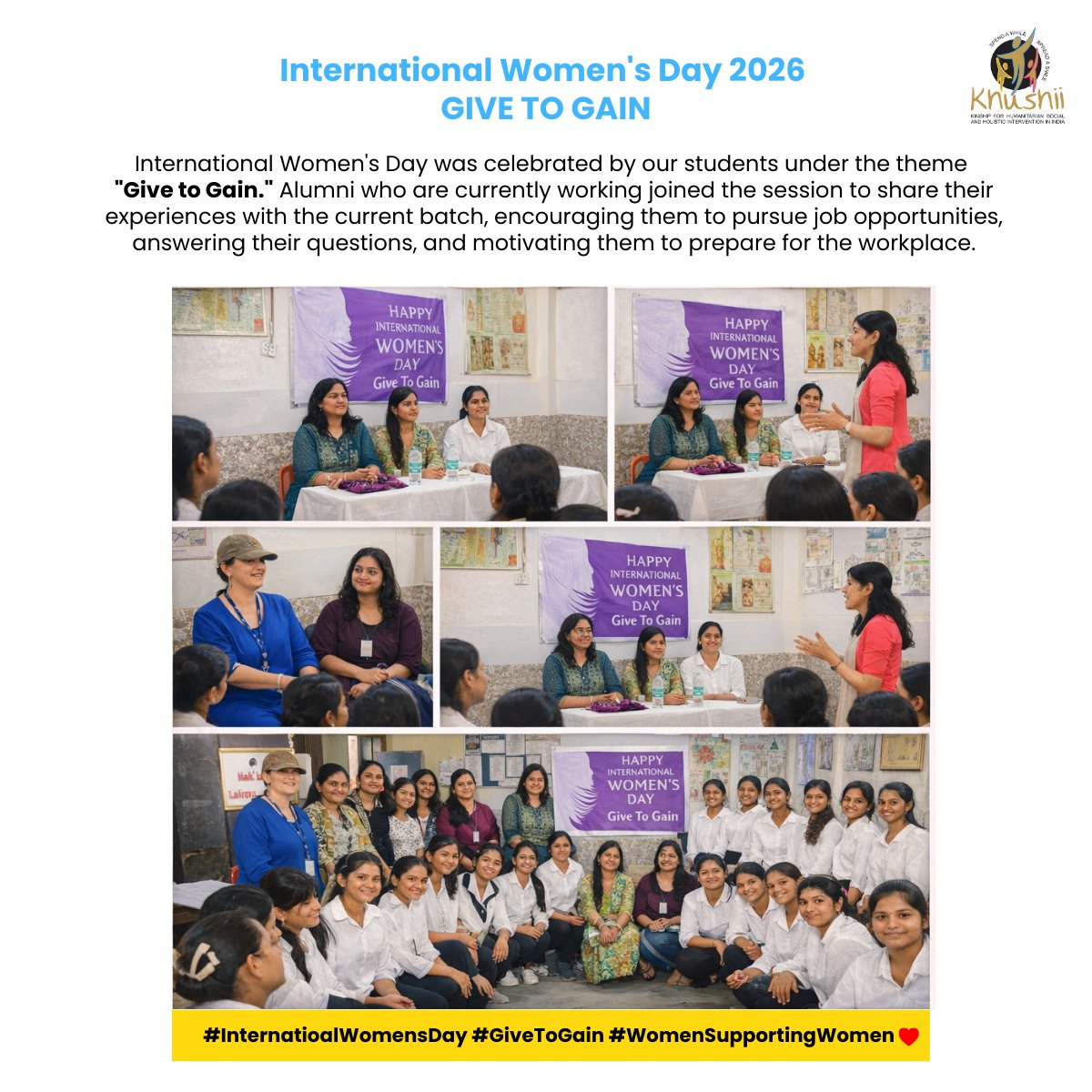 KhushiiNGO's tweet image. 𝗚𝗹𝗶𝗺𝗽𝘀𝗲𝘀 𝗳𝗿𝗼𝗺 𝘁𝗵𝗲 𝗰𝗲𝗹𝗲𝗯𝗿𝗮𝘁𝗶𝗼𝗻 𝗼𝗳 IWD
From #SHGs strengthening financial knowledge &amp;amp; collective progress, to alumni inspiring students, the day reflected how women supporting women creates pathways for empowerment. #GiveToGain #WomenEmpowerment