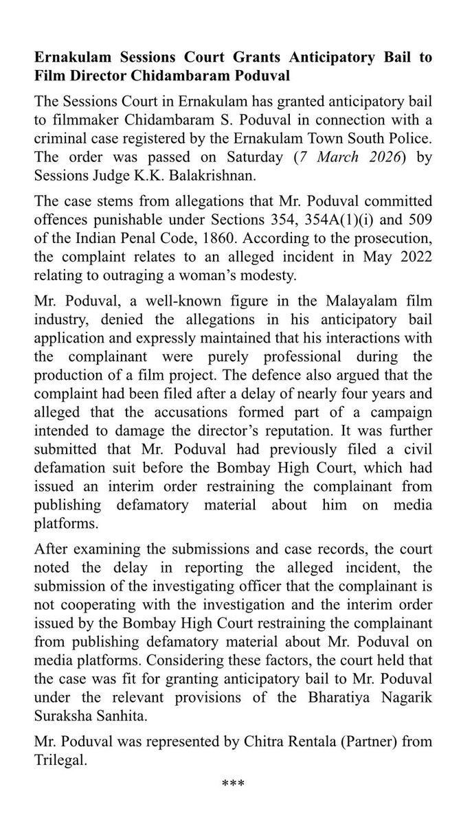 CinemaXverse's tweet image. Ernakulam Sessions Court Grants Anticipatory Bail to #ManjummelBoys - Director #Chidambaram 😯