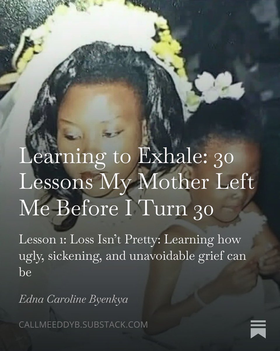 EdnaCaroline10's tweet image. I turn 30 on June 24th.
Before then, I’m sharing 30 lessons my mother taught me, about love, loss, resilience, and learning to live after heartbreak.

This is my journey of learning to exhale.
Read here: substack.com/@callmeeddyb

#grief #loss #living #becoming
